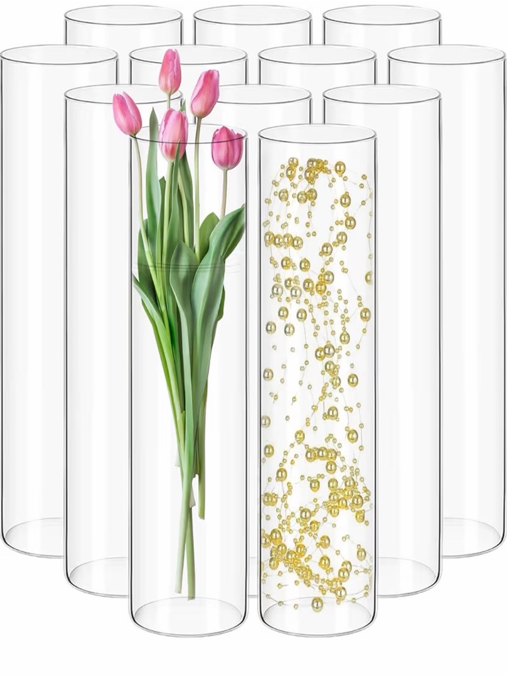 12 Pack Glass Cylinder Vases for Centerpieces